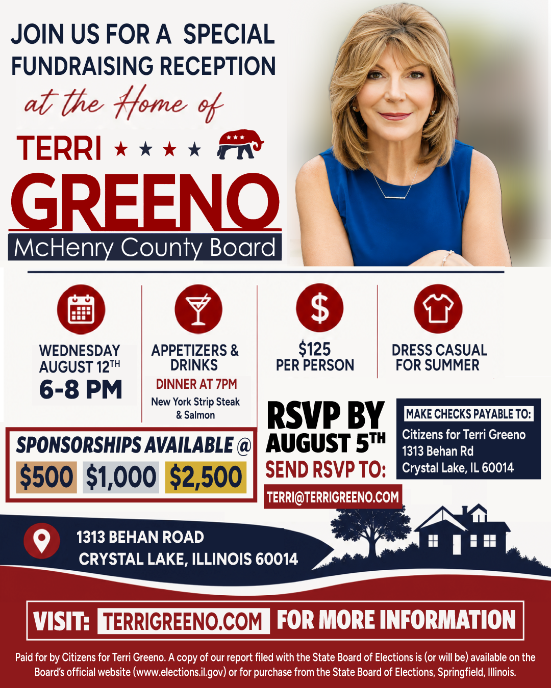 Terri Greeno Special Fundraising Reception — Wednesday, August 12, 6–8 PM